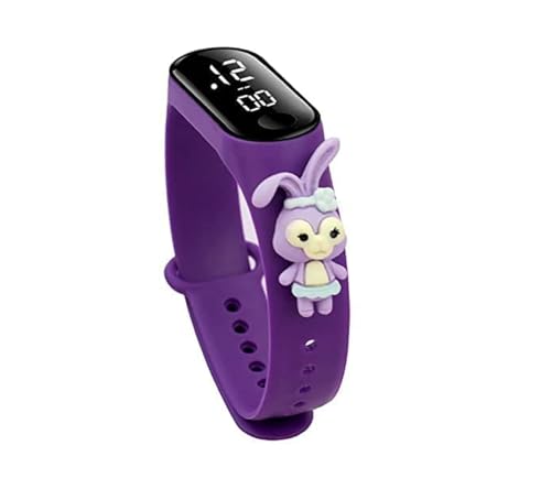 ZOVUTA Digital Dial Waterproof Stylish and Fashionable Wrist Smart Watch LED Band for Kids, Rakhi, Colorful Cartoon Character Super Hero for Boys & Girls (Purple Gudia) (Removable Silicon Strap)