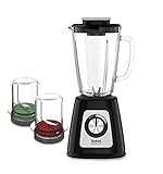  Tefal BlendForce II BL4388 - Licuadora (1,25 L, 1,75 L, Paso, Giratorio, Batidora de vaso, Negro, Acero pulido)