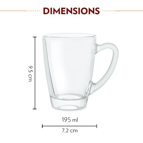 Image of Borosil 195ml 6pc Serene Tea /Coffee Mug Set | Borosilicate Tuff Glass Made in India Cup Set for Chai, Green Tea, Coffee, Milk | Microwave Safe, Scratch Resistance, Lightweight | Transparent