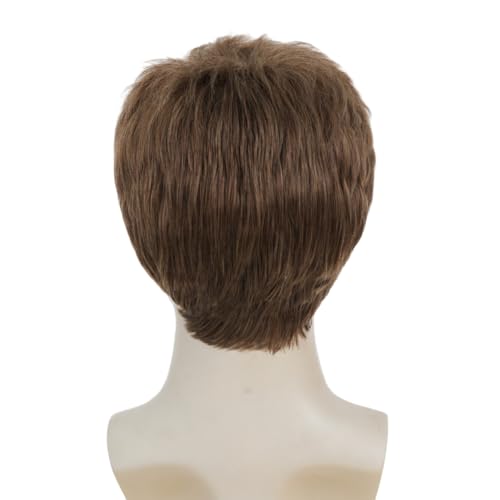 Image of Swiking Mens Brown Short Wigs Natural Looking Synthetic Hair Wig for Male Daily Costume Party Halloween Cosplay Use