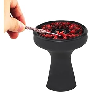 VOVCIG Black Hookah Bowl Set Silicone Single-Hole Shisha Bowl Hookah Fork with Poker(1 Set)