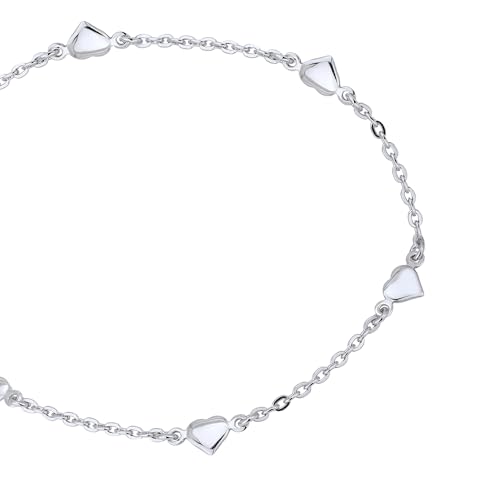 Sterling Silver Jewelry - Rhodium Plated with 925 Stamp - Multi Heart Charm Anklet - Foot Jewelry Stylish Beautifully Designed - 9" long + 1" extender2