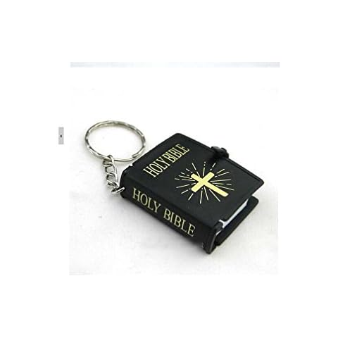 GEO-VERSAND Mini Holy Bible Text Print Pendant Bible Keychain Doll House Miniature Key Tags Mitnehm Bible Firmung (Confirmation Communion Gift Cover