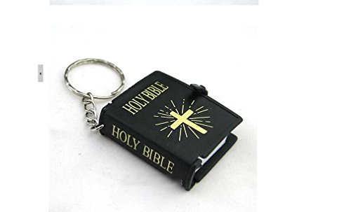 Mini Bibel Bible mit Text Bedruckt Anhänger Keychain Puppenhaus Miniatur, heilige Schrift Schlüsselanhänger mitnehm Bibel Kommunion firmung Geschenk Cover