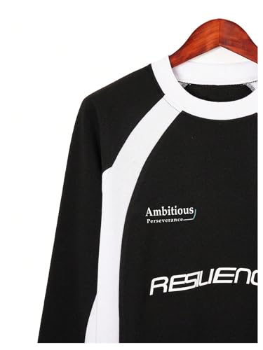 Men's 2 Piece Sweat Set Long Sleeve Letter Graphic Sweatshirts and Drawstring Waist Baggy Sweatpants3