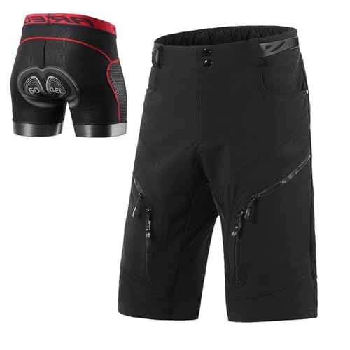 grarivery Cycling Shorts Men Padded 5D Gel, Anti Shock Cycling Undershorts Breathable MTB Shorts Mountain Bike Shorts, Quick Dry Cargo Shorts Baggy Lo