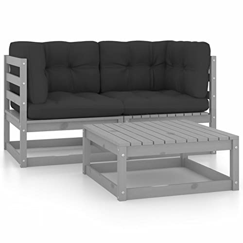 Gecheer 3-TLG. Garten Loungemöbel Garten-Lounge-Set mit Kissen Outdoor Sofa Lounge Balkonlounge Balkonmöbel… – Bild 8