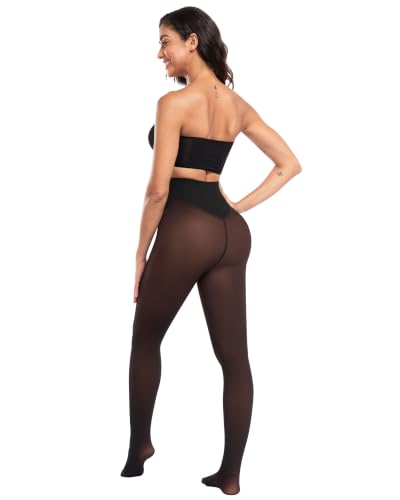 Image of ATHVOTAR Fleece Lined Winter Tights Women - Thermal Warm Opaque Pantyhose Thick Sheer Leggings