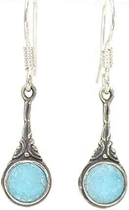 Aquamarine earrings for women, Sterling Silver 925 dangle earrings with blue stone, Dainty drop earrings, Unique silver earrings, March Birthstone, Vintage earrings, Rustic earrings