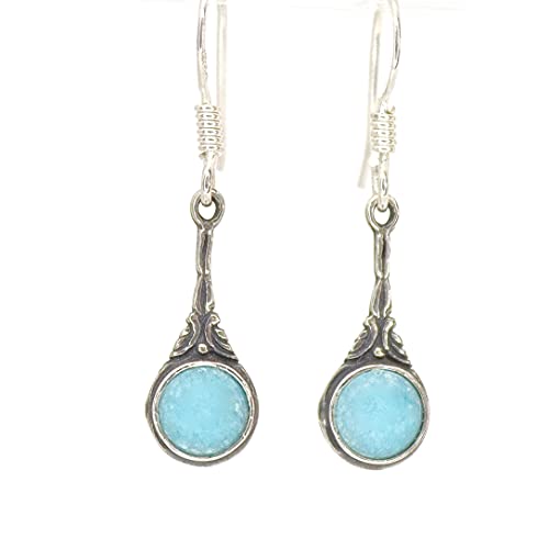 Aquamarine Earrings For Women, Sterling Silver 925 Dangle Earrings With Blue Stone, Dainty Drop Earrings, Unique Silver Earrings, March Birthstone, Vintage Earrings, Rustic Earrings #TOP1