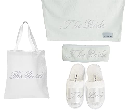 Varsany Luxury Spa Gift Set for Women, Rhinestone Tote Bag, Slippers, Hand Towel, Headband, Honeymoon, Hen Party