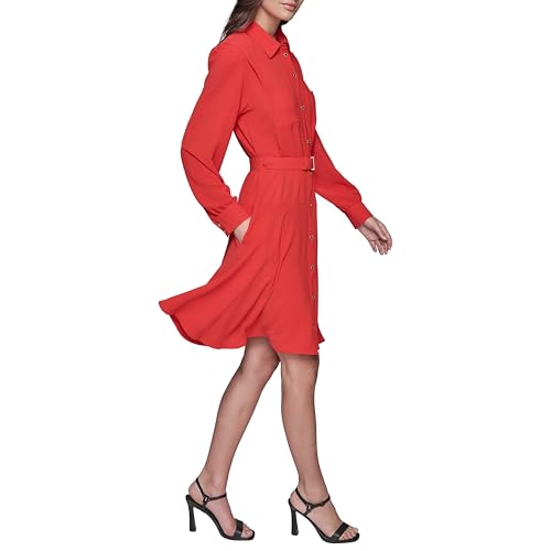 Image of Karl Lagerfeld Women's Long Sleeve Multifunctional Shirt Dress