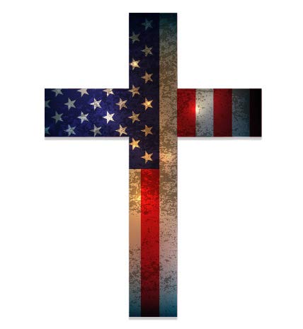 GT Graphics Cross American Flag Patriotic God Bless America Christian - 12" Vinyl Sticker Waterproof Decal
