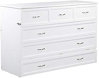 Atlantic Furniture Deerfield Murphy Bed Chest with Charging Station & Mattress, Queen, White