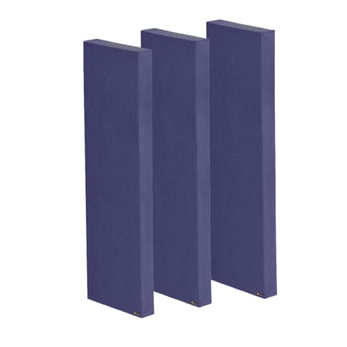 Image of Timber Acoustics | X14 Control Absorption Panels | Rockwool | German Pine | Room Acoustics & Soundproofing | 1' x 4' x 3 inch [Set of 3] NRC > 0.90 (Dark Blue)