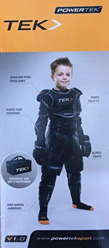 PowerTek V3.0 6-Piece Youth Ice Hockey Equipment Pads, Starter Set Kit (Medium)
