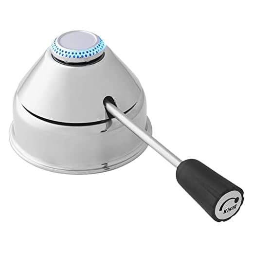 Kisag Sicherheitsgasbrenner für Rechaud Fondue DESIGN Ø8,4 cm, 1,0 kW, 90 Min Brenndauer, regulierbar, geruchlos, Rechaud Brenner kompatibel mit Kigas Gas, ersetzt Brennpaste, Schweizer Design