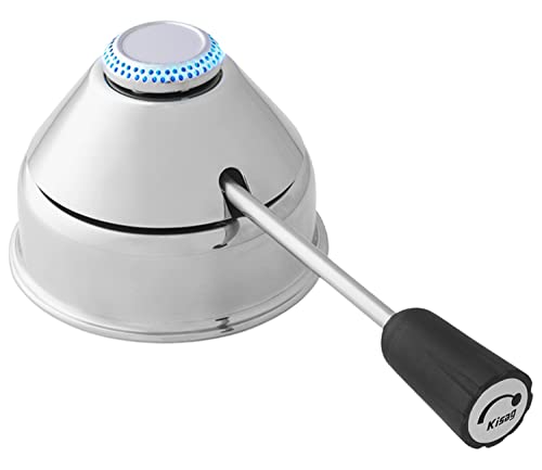 Kisag Brûleur à gaz de sécurité 8431 - 1,1 kW - Puissant brûleur à fondue en acier inoxydable noir