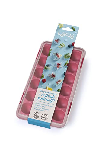 Lékué Ice Cubes Dienblad, Naturel Rubber, Rood, 22,3x11,5x2,7 cm - Image 3