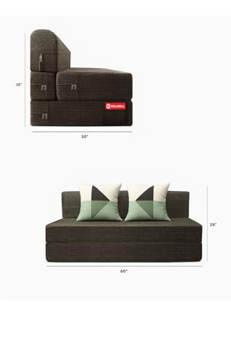 Image of CELLBELL Comfy Sofa Cum Bed 5x6 Feet | Foldable Dual Use Couch Bed with Soft Cushions, Washable Fabric Cover & Sturdy Frame | Space Saving Modern Design for Living Room, Bedroom & Guest Use (Grey)