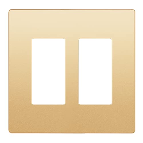 Image of LIDER Decorator Switch Cover, Screwless Wall Plate, Mid-Size 2-Gang 4.88 inch x 4.92 inch, LSWP-32M-GD, UL Listed, Thermoplastic, Matte Gold, 1-Pack