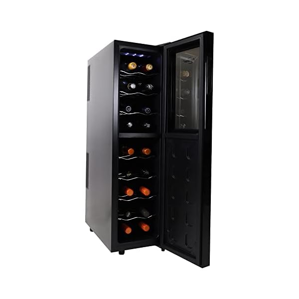Koolatron 18 Bottle Slim Refrigerator Dual Zone Wine Cooler Black Thermoelectric Wine Fridge Freestanding Wine Cellar for Red White Sparkling Wine Storage in Home Bar Kitchen