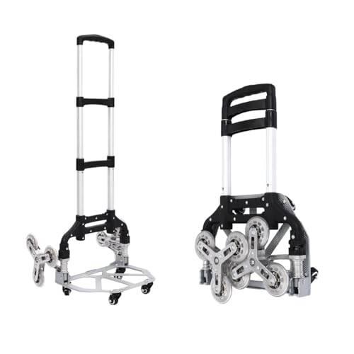 Carrello pieghevole per scale professionale, in alluminio, 6 ruote con tirante regolabile e borsa in tessuto