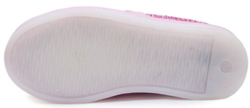 Ubella Girl's Light Up Sequins Slip On Loafers Flashing Led Casual Shoes Flat Sneakers (Toddler/Little Kid) Pink #TOP4