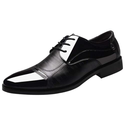 BORAMAX men's patent leather tuxedo lace-up pointed shoes business PU leather shoes casual comfortable men's suit shoes