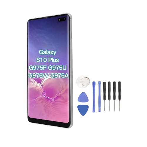 ​for Galaxy S10 Plus G975F G975U G975W G975A 6.4inch LCD Screen Touch Assembly with Frame Original Size, Phone Digitizer Screen Replacement Kit
