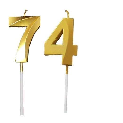 Image of ToyUniverse Number 74 Gold Candle | Seventy Four Number Candle | Number 74 Metallic Gold Candle for Seventy Fourth Birthday,Anniversary, Surprise Party Cake Decoration Candle (Pack of 2,Number 74)