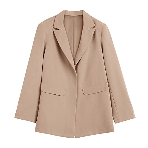 Womens Work Casual Oversized Blazers Long Sleeve Open Front Office Business Jackets Khaki #TOP5