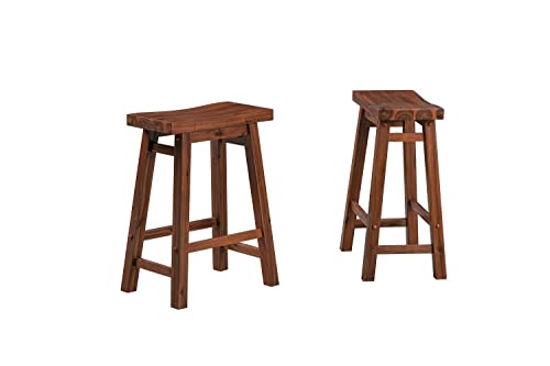 Boraam Sonoma Backless Saddle Kitchen Counter Stool Chestnut Wire Brush Set of 2