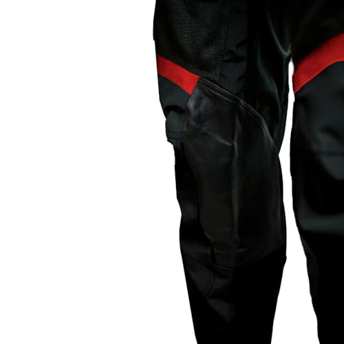 Image of Raida Trailcraft Off-Road Pants | Mx & Trail Ride | Lightweight | Abrasion-Resitant Fabric | Heat Sheild Panel | (S, Black /Red), Men, Slim Fit Mid Rise
