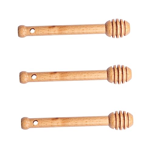 Unomor 3pcs Wooden Honey Stirrer Sticks Mixing Sticks Portable Honey Dippers for Home Restaurant