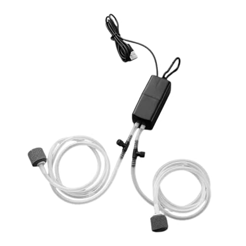 Gavigain USB Fish Tank Oxygen Pump Portable Silent Double Outlet Mini Fishing Oxygen Air Pump Home Aquarium (Black)