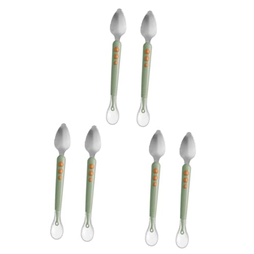 KOMBIUDA 6 Piezas Raspador De Frutas Cuchara De Alimentación Para Bebé Cuchara Para Postres Cuchara De Fruta Utensilios De Destete Led Raspar Cucharas Light Green Acero Inoxidable 304