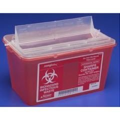Kendall 8881676285 Monoject Sharps-A-Gator Chimney-Top Sharps Biohazard Waste Container, 8 qt Capacity, 10-71/128" Length x 6-3/4" Width x 10-113/128" Height, Medium, Red (Case of 20)