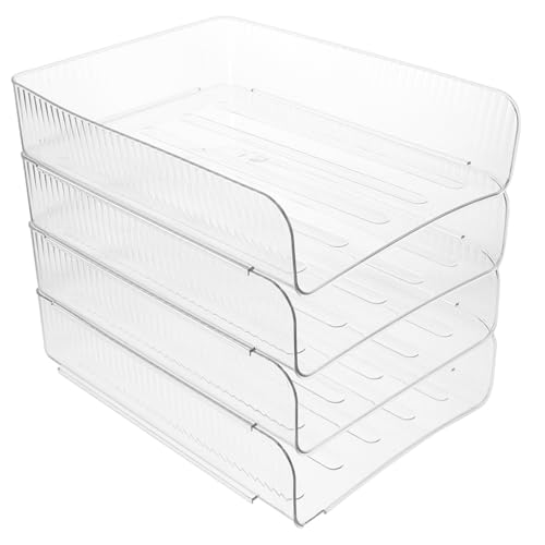HAPINARY 4pcs Clear File Storage Tray Stackable Desk Organizer for Documents Papers and Books Design for Home Office School Use Open Top for Easy Access