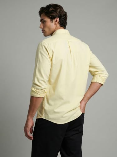 Image of Urbano Fashion Men's Cotton Full Sleeve Regular Fit Solid Oxford Shirt with Button-Down Collar