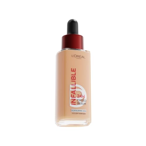 Image of L'Oreal Paris Infallible 24H Tinted Serum Foundation, 3-3.5 Light Warm Nude | 24H Wear Lightweight Serum Foundation, 1% Pure Hyaluronic Acid, Radiant Skin-Like Coverage, Plumper & Hydrated Skin