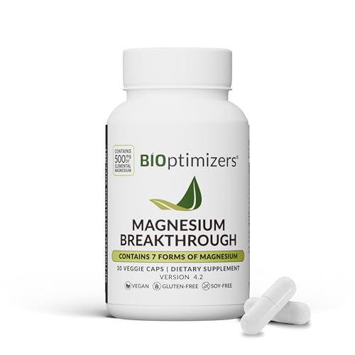BIOptimizers Magnesium Breakthrough Complex Supplement with 7 Forms of Mg: Glycinate, Malate, Citrate, and More - Natural Support for Sleep and Cognitive Function - 30 Capsules- Calming Vitamins