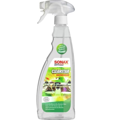 SONAX CleanStar (750 ml) Autoinnenreiniger für Stoff, Polster, Alcantara, Leder, Cockpit, Kunststoff, Gummi, Glas, Klavierlack, Displays, Touchscreens usw. | Art-Nr. 02534000