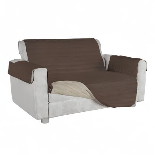 Italian Bed Linen Sogni e Capricci Waterproof Trendy Quilted Sofa Cover Brown/Cream, 2 Places, 2 SEATS - Image 4