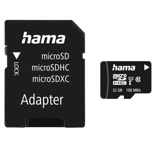 Hama microSD | microSDHC | microSDXC Karte 32GB 100MB/s Übertragungsgeschwindigkeit Class 10 microSD Speicherkarte im Mini-Format Mini SD z. B. für Android Handy, Smartphone, Tablet, Nintendo UHS-I