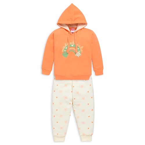 Image of LuvLap Baby Girls Full Sleeve Hooded Sweatshirt & Pyjama Set Pack of 1