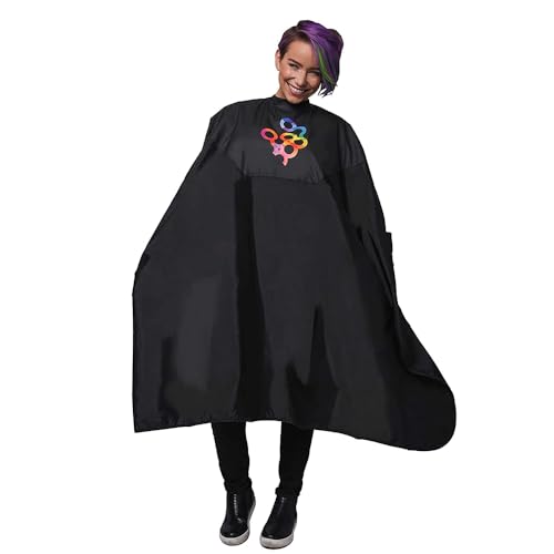 Cape de barbier et de coiffure ajustable avec boutons pression