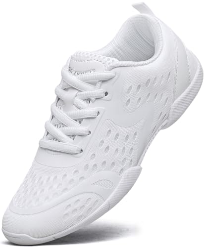 Girls White Cheerleading Shoes Breathable Youth Cheer Sneakers Cheerleader Competition Athletic Training Dance Tennis Shoes