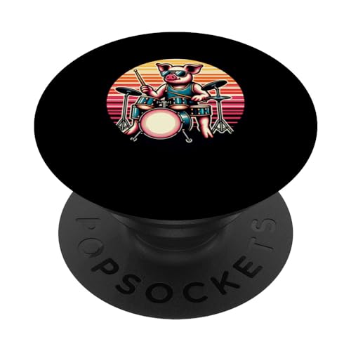 Pig Drums Drummer Band Percussioni Musica PopSockets PopGrip Intercambiabile