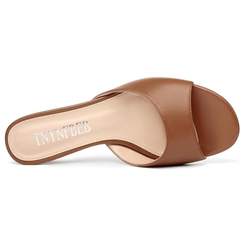 Image of TNYNFBEB Womens Low Kitten Heel Open Toe Sandals Mules Shoes Slingback Prom Party Dress Summer 1.4 Inches Heels